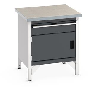 Bott Cubio Storage Workbench 750mm wide x 750mm Deep x 840mm high supplied with a Linoleum worktop (particle board core with grey linoleum surface and plastic edgebanding), 1 x integral storage cupboard (650mm wide x 650mm deep x 350mm high) and... 750mm Wide Engineers Storage Benches with Cupboards & Drawers